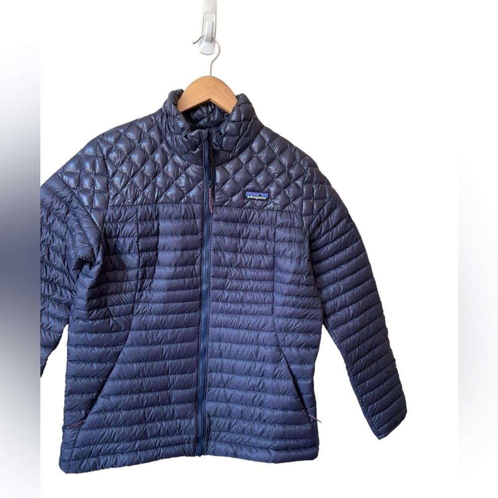 Patagonia Women's AlpLight Down Jacket Smolder Blue Slim Fit Zipper Size L - Picture 2 of 14